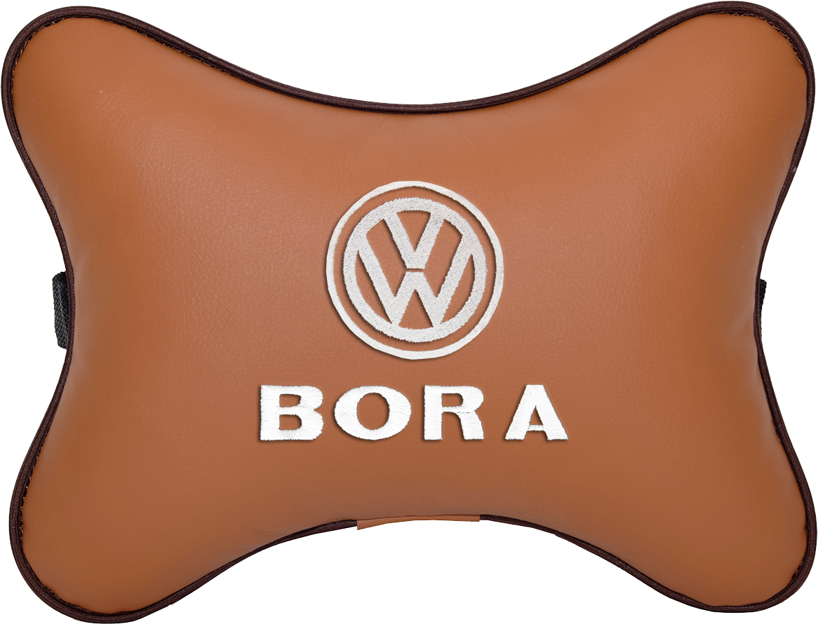 Подушка на подголовник экокожа Fox с логотипом автомобиля VOLKSWAGEN Bora