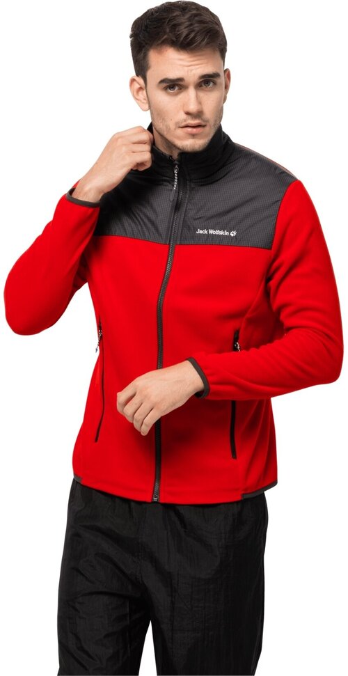 Мужская флисовая куртка Jack Wolfskin DNA BLOCK FLEECE M, красный, размер L