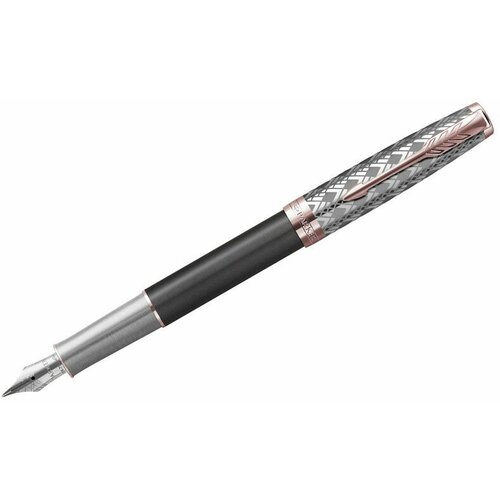 ручка перьевая parker sonnet f546 2146736 Ручка перьевая Parker Sonnet Metal & Grey Lacquer GT черная, 0,8мм, подарочная упаковка, 347039