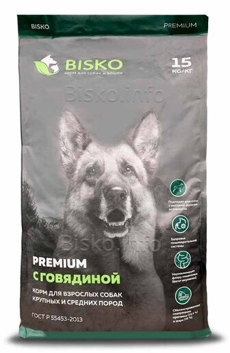 Bisko Premium с говядиной 15кг улучшенный состав