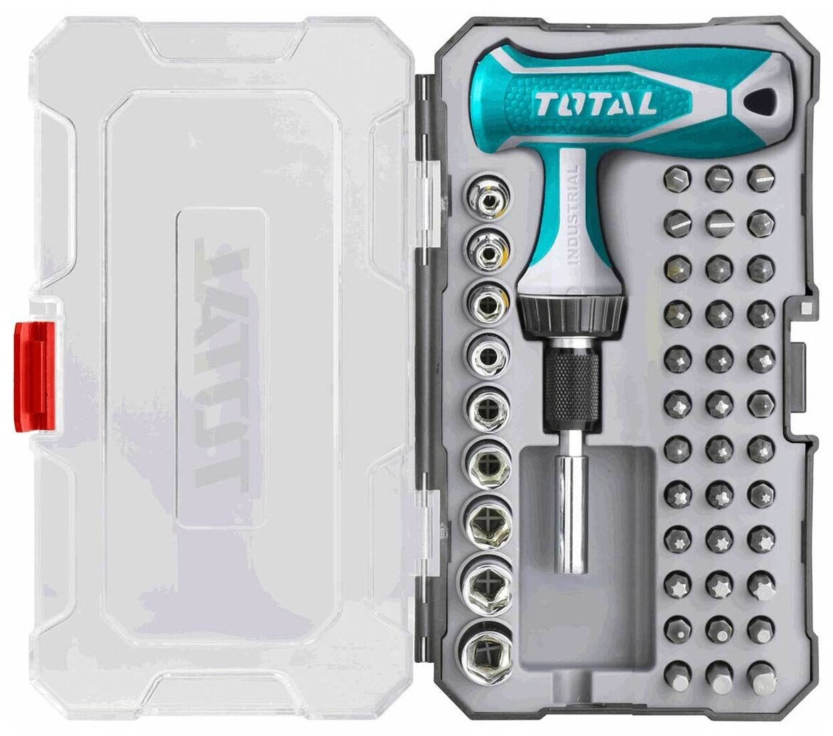 Отвертка Т-образная реверсивная с насадками 47 шт. TOTAL