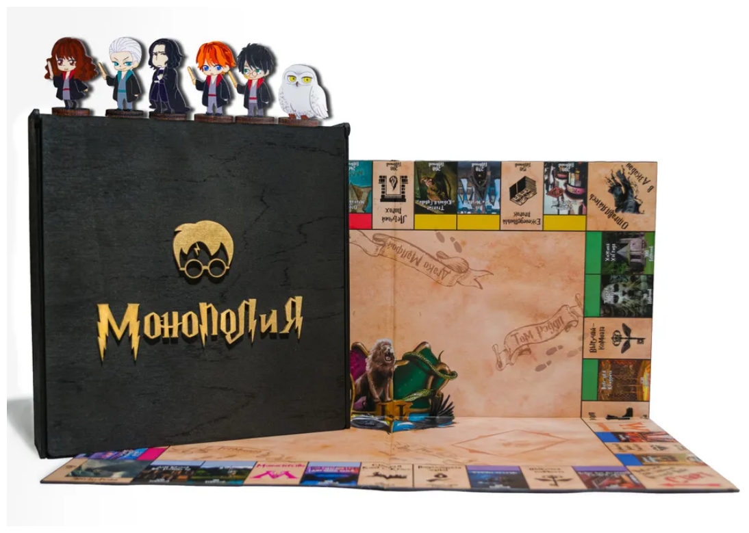 Коллекционная настольная игра Монополия Гарри Поттер в деревянном сундуке