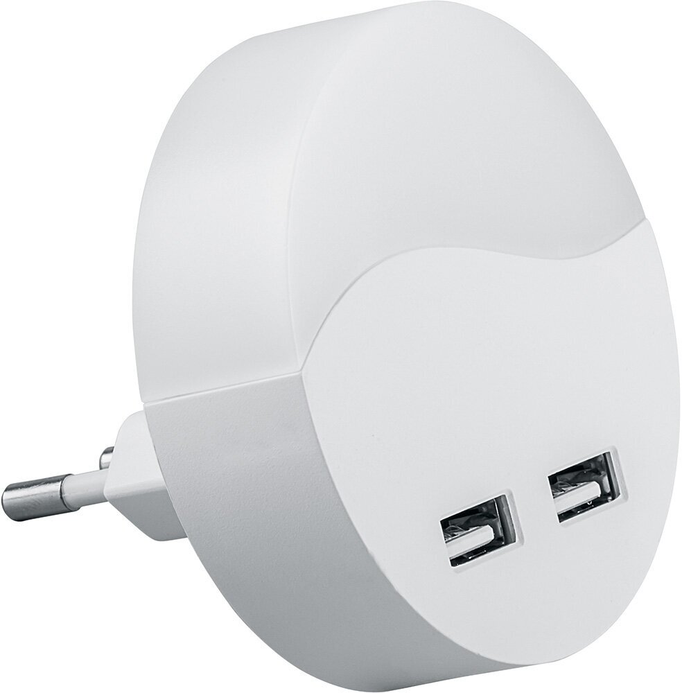 Светильник-ночник c USB выходами 0,45W 230V круг, белый FN1122 арт. 41021
