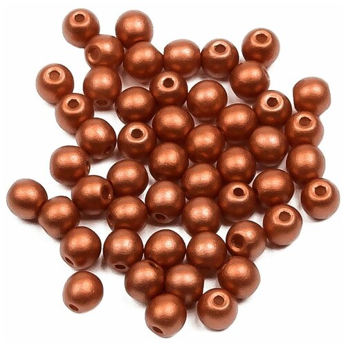 Стеклянные чешские бусины, круглые, Round Beads, 3 мм, цвет Alabaster Metallic Bronze, 50 шт.
