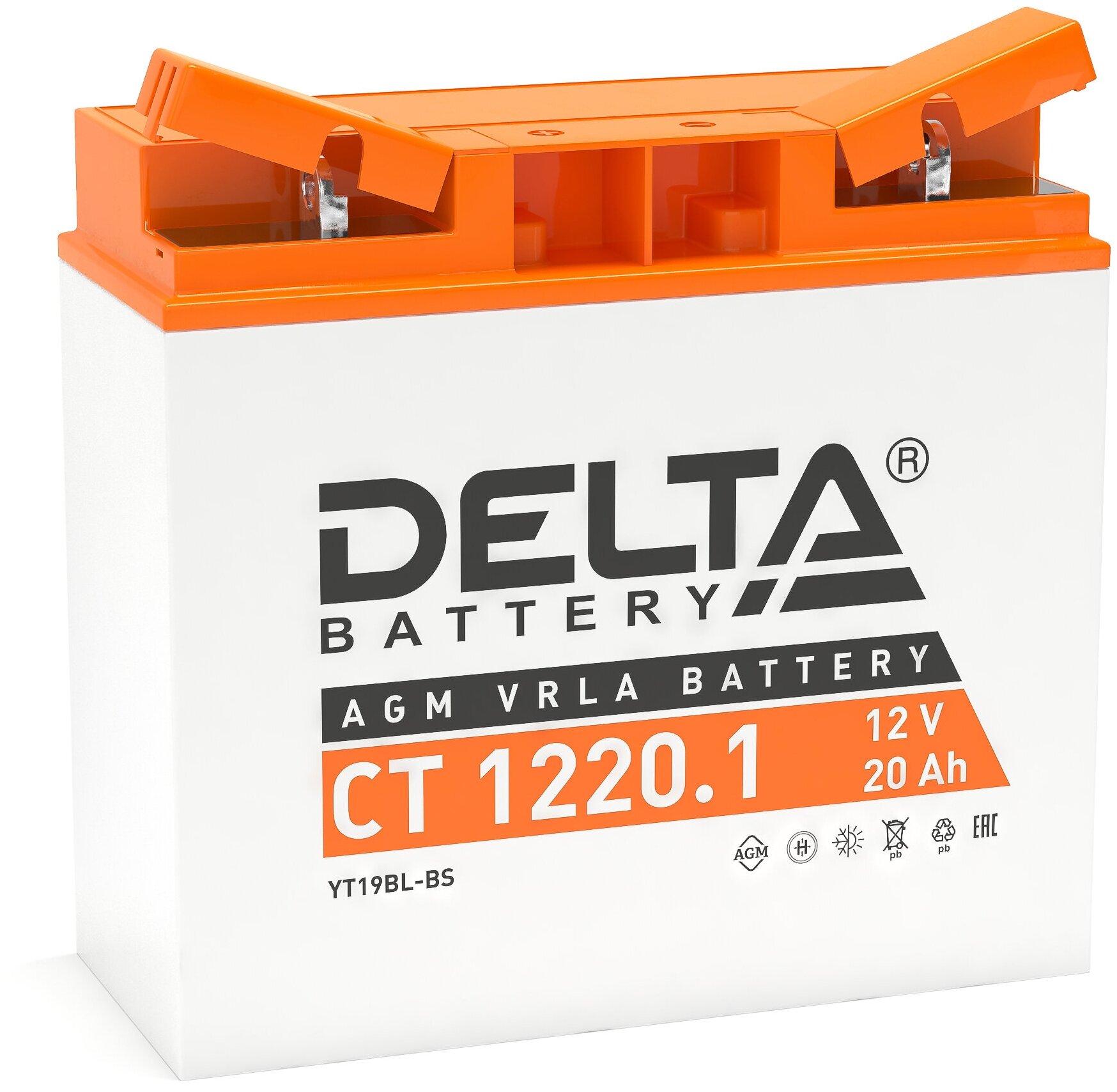 Delta CT 1220.1 Мото аккумулятор стартерный для мотоцикла, квадроцикла, скутера AGM 12V (YT19BL-BS)