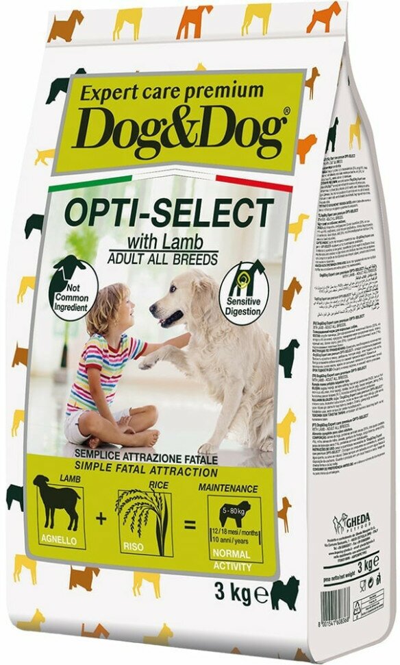 Dog&Dog Expert Premium Opti-Select сухой корм для взрослых собак с ягненком - 3 кг
