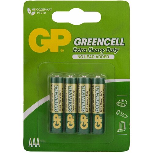 Батарейка GP Greencell AAA (R03) 24S солевая, BL4, 16 штук, 267817