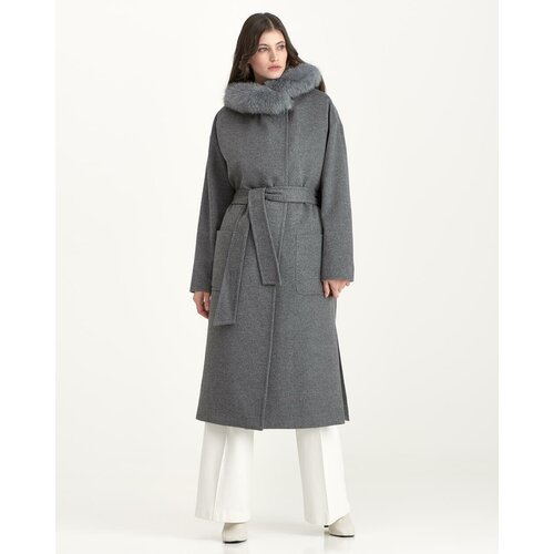 Пальто-реглан  Skinnwille демисезонное, демисезон/зима, шерсть, силуэт прямой, удлиненное, размер 38, серый