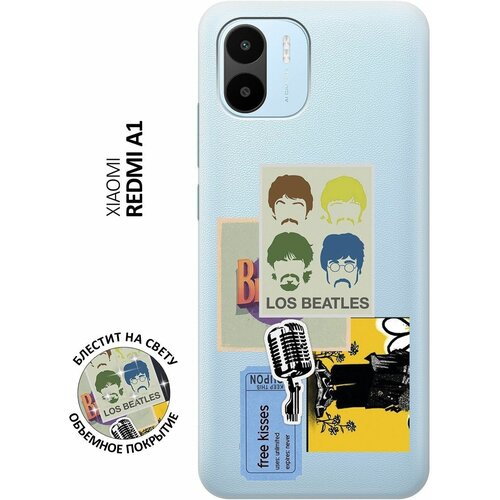 Силиконовый чехол на Xiaomi Redmi A1 / Сяоми Редми А1 с 3D принтом Beatles Stickers прозрачный силиконовый чехол на xiaomi redmi a1 сяоми редми а1 с 3d принтом beatles stickers прозрачный