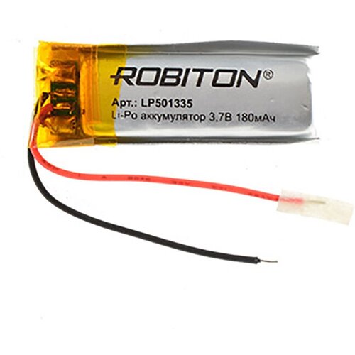 Аккумулятор Li-Pol Robiton LP501335 литий-полимерный 3.7 В плоский 180 мАч размер 5х13х35 мм с защитной платой