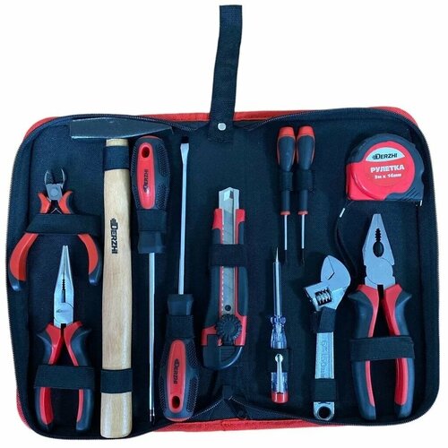 Слесарно-монтажный набор ручного инструмента 12 предметов, DERZHI
