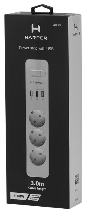Сетевой фильтр HARPER UCH-325 3 розетки с/з 16А / 3680 Вт