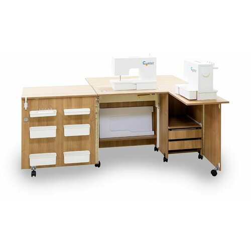 Стол для швейной машины до 10кг и оверлока Комфорт-5 с дополнительной поверхностью для раскроя ткани Кендал 46000₽