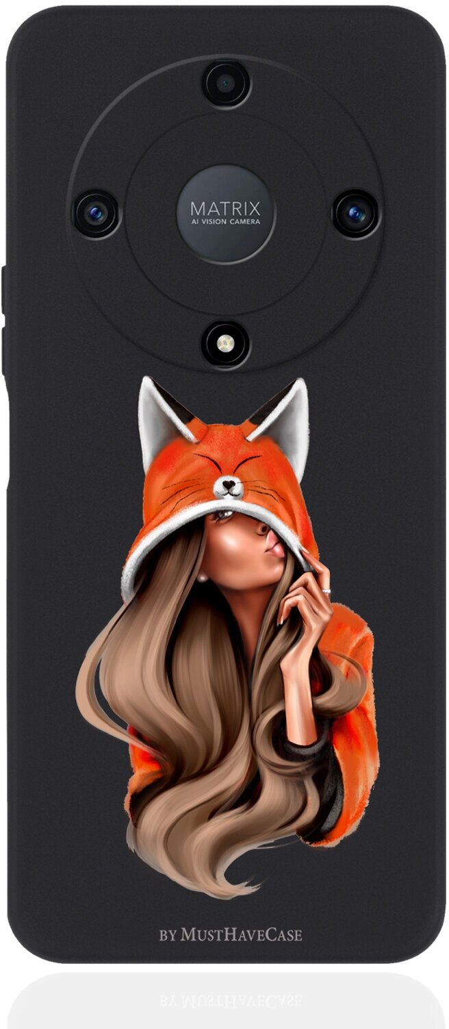 Черный силиконовый чехол MustHaveCase для Honor X9a Foxy Girl/ Лисичка