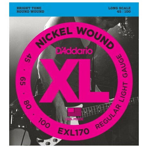 фото Струны 4-струнной для бас-гитары d'addario exl170 regular light 45-100