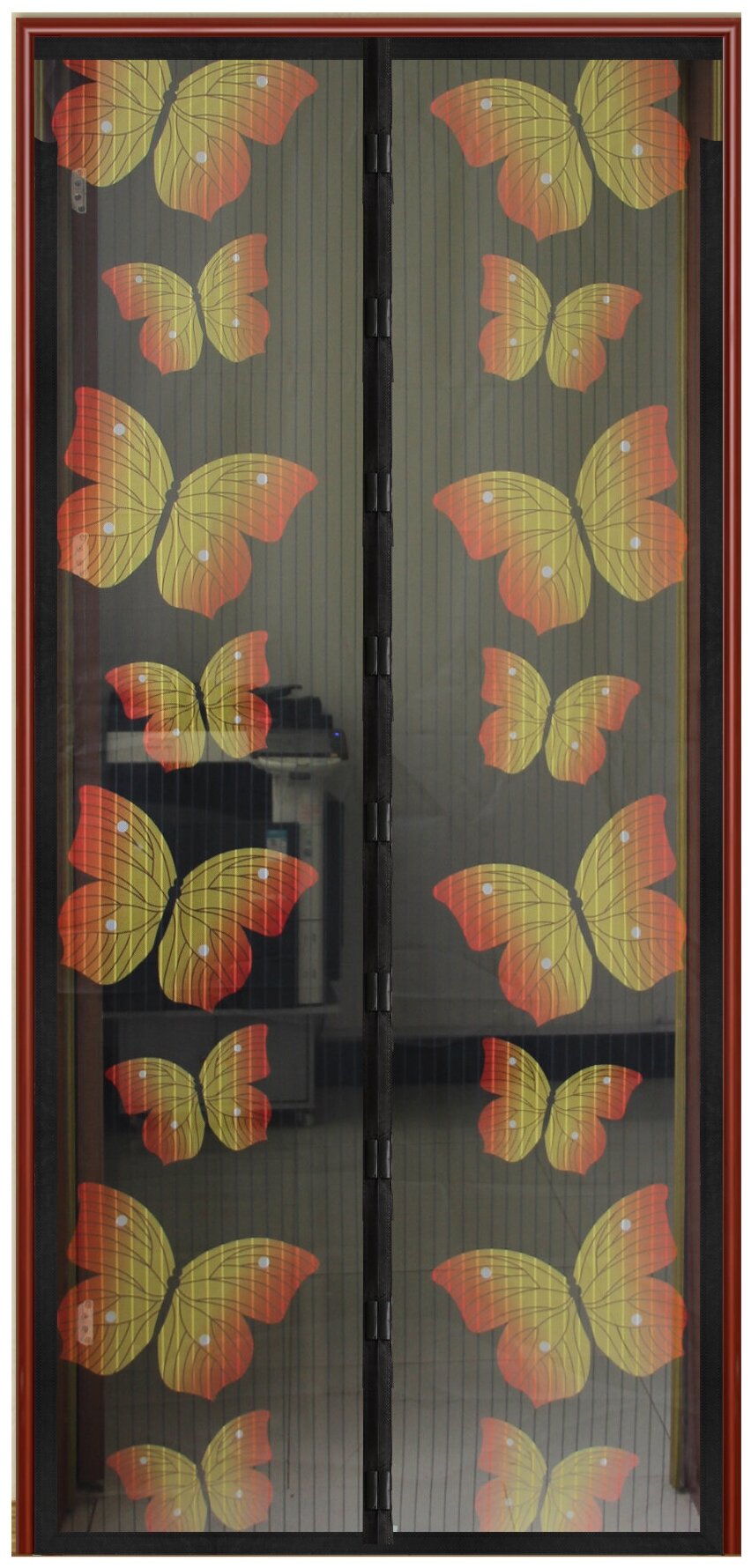 Антимоскитная сетка на дверь на магнитах Бабочки на тёмном фоне 210x100 см.