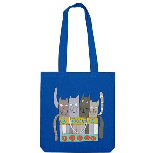 Сумка шоппер Us Basic, синий мужская футболка коты поздравляют котики в подарочном пакете s темно синий