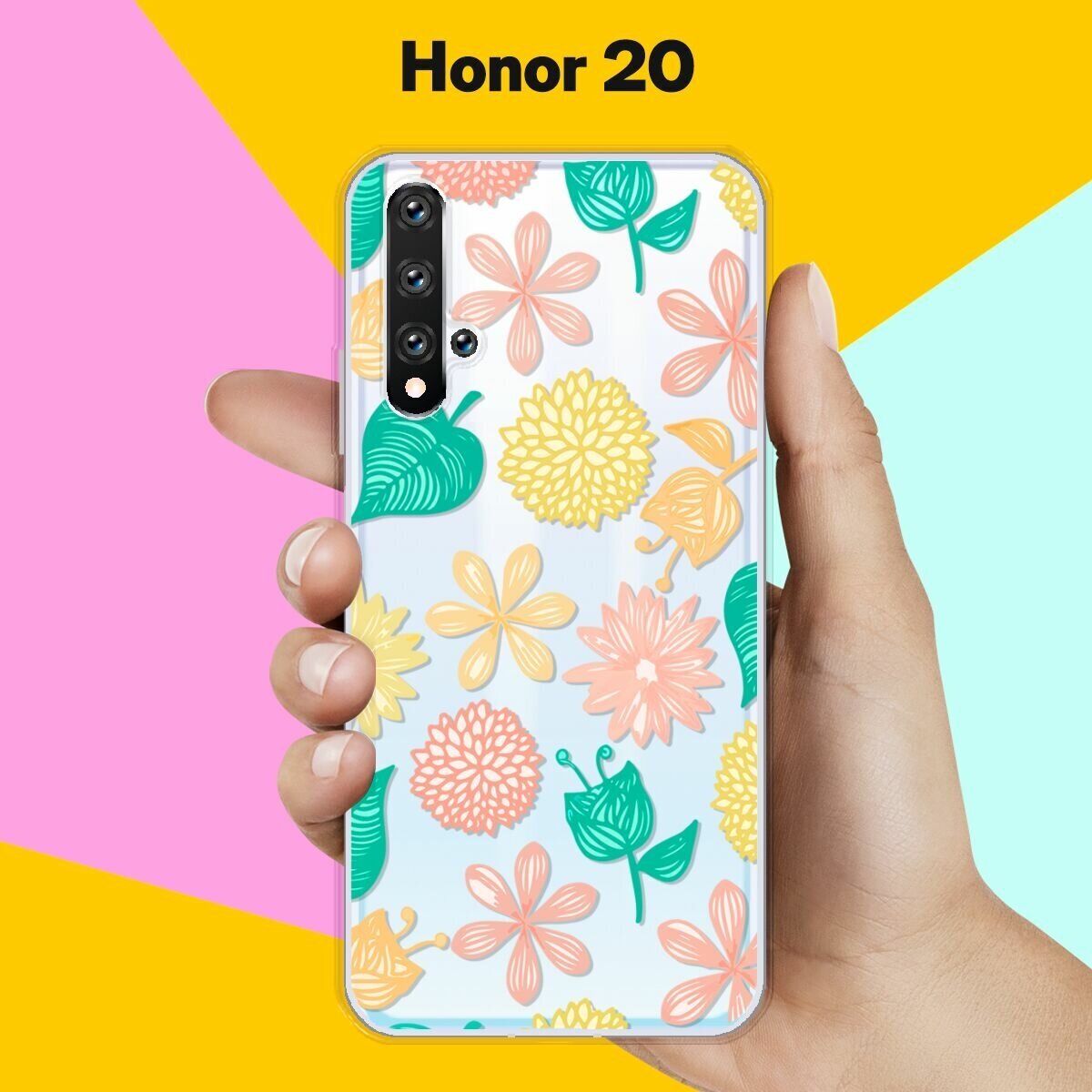 Силиконовый чехол на Honor 20 Узор из цветов / для Хонор 20