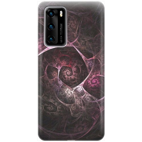 фото Ультратонкий силиконовый чехол-накладка для huawei p40 с принтом "темная абстракция" gosso