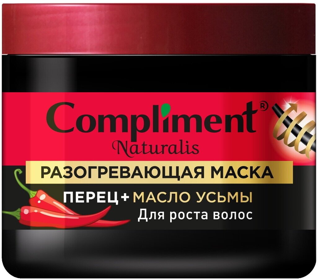 Compliment Naturalis разогревающая маска для роста волос перец+масло усьмы 500 мл