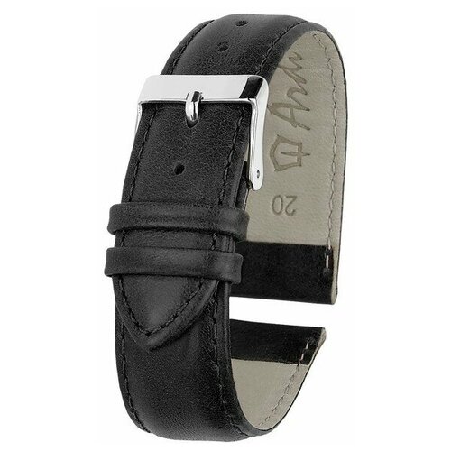 фото Ремешок для часов, мужской, 20 мм, запряжник 90 мм, горт 110 мм, натуральная кожа, чёрный теропром