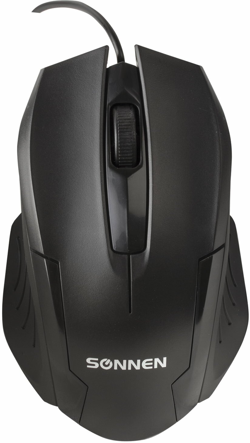 Мышь проводная Sonnen М-713, USB, 1000 dpi, 2 кнопки, колесо-кнопка, оптическая, черная (512637)