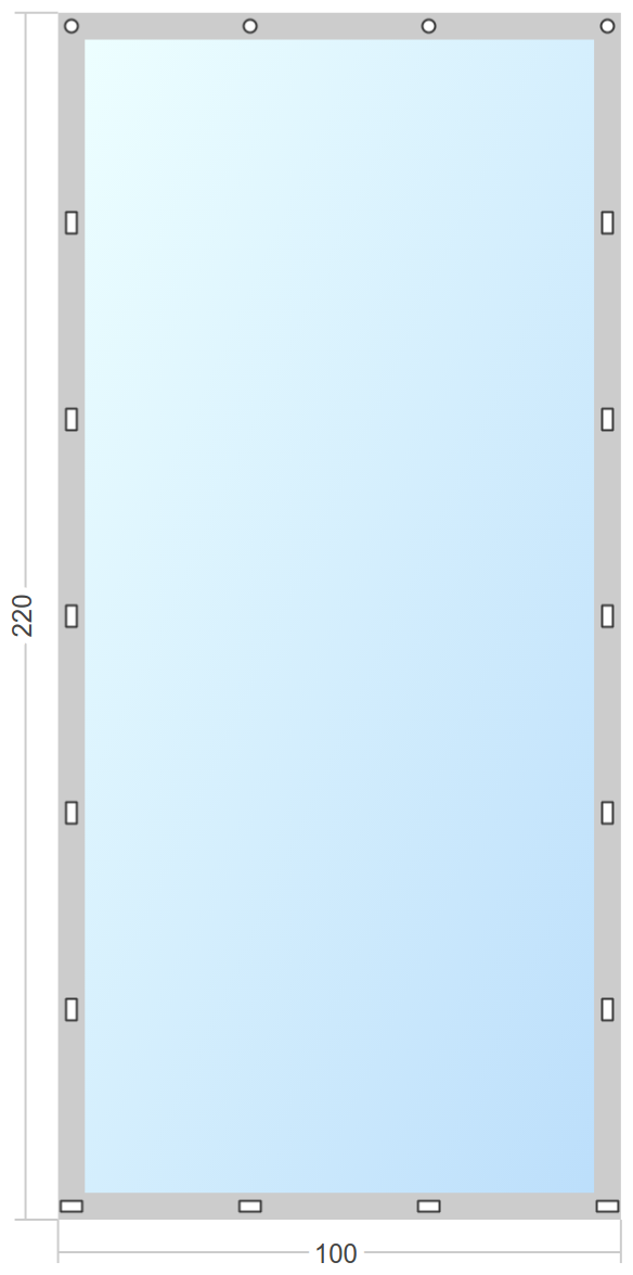 Мягкое окно Софтокна 100х220 см съемное, Скоба-ремешок, Прозрачная пленка 0,7мм, Серая окантовка, Комплект для установки - фотография № 3