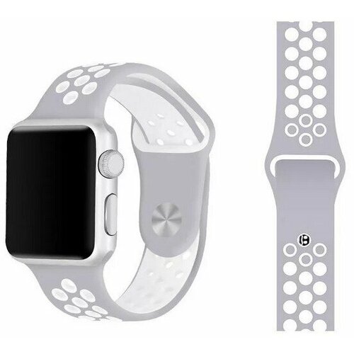 ОЕМ, Спортивный ремешок для Apple Watch 42/44мм, арт.011840, cерый/белый