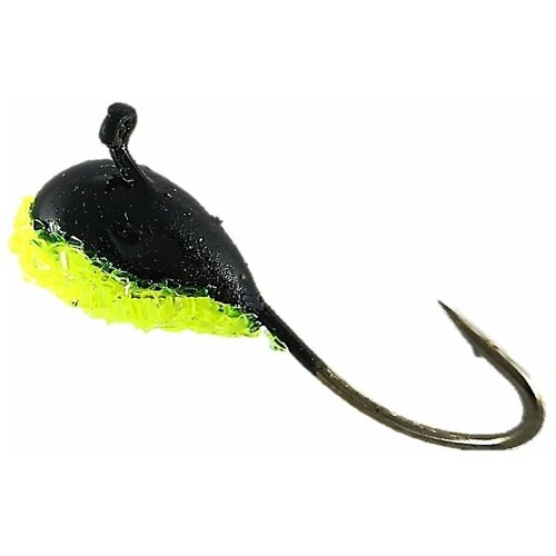 Мормышка вольфрамовая Снежная капля Snow Drop 810 Желтый/Черный, вес 0,95, крючок 14, набор 5шт.