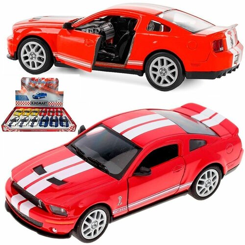 Металлическая машинка Kinsmart 1:38 2007 Ford Shelby GT500 KT5310D инерционный / Красный металлическая машинка kinsmart 1 38 2007 ford shelby gt500 инерционная синяя kt5310d 2