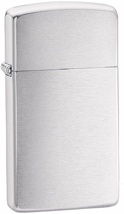 Зажигалка ZIPPO Slim с покрытием Brushed Chrome, латунь/сталь, серебристая, матовая, 29x10x60 мм