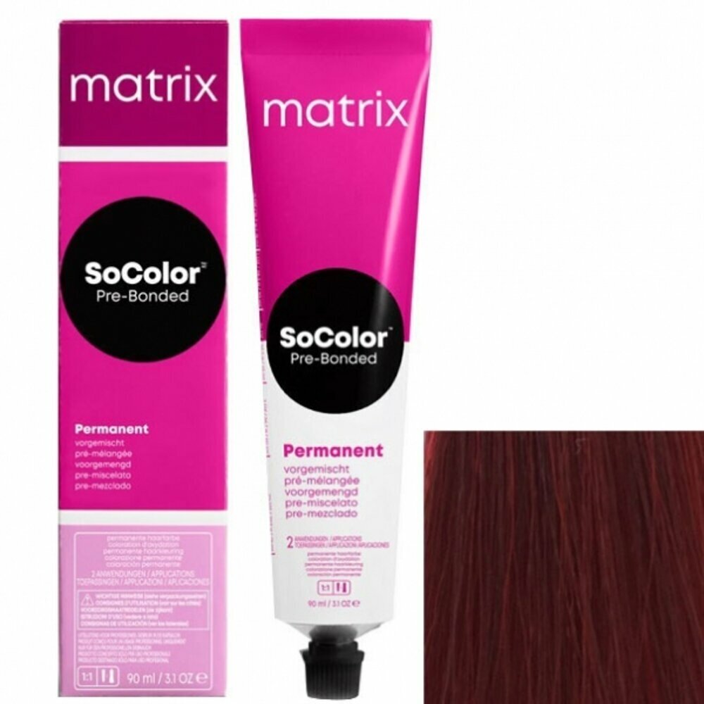 Перманентный краситель MATRIX SoColor Pre-Bonded коллекция ярких насыщенных оттенков, 90 мл 5RR+ светлый шатен глубокий красный+ - 5.55+