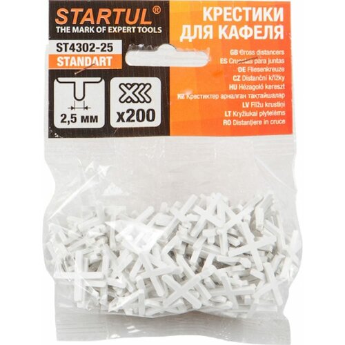 крестики д кафеля 3 0мм 150шт startul standart st4302 30 Крестики д/кафеля 2,5мм 200шт STARTUL STANDART (ST4302-25)