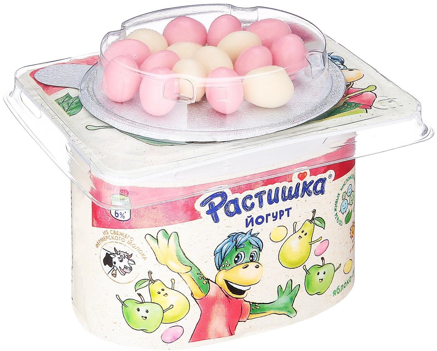 Йогурт Растишка Яблоко-Груша с печеньем в шоколаде 3% 118г Danone - фото №5