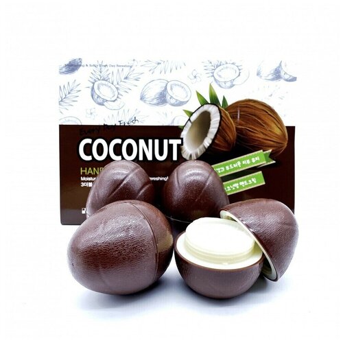фото 3w clinic набор кремов для рук с кокосом - coconut hand cream, 30г*6шт