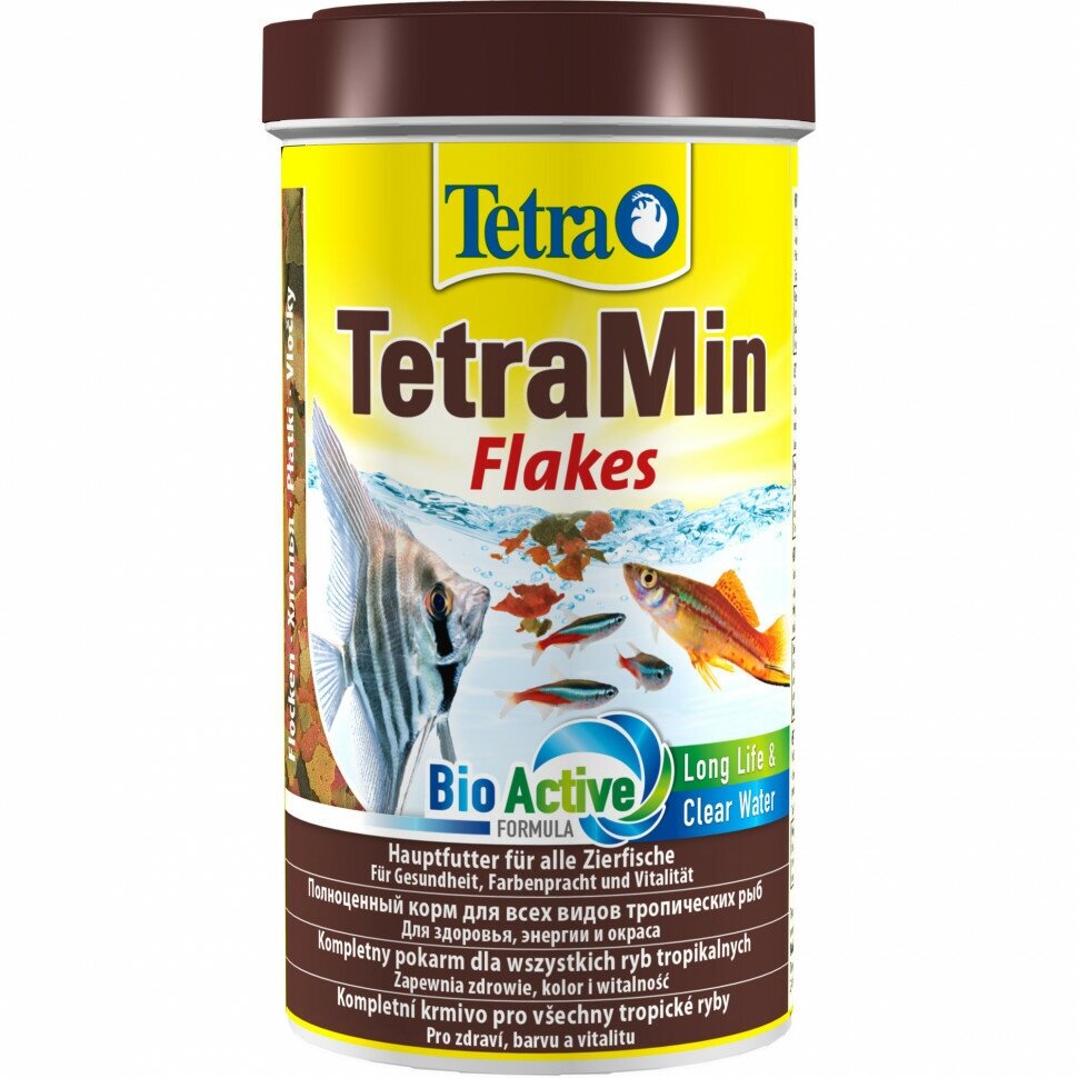 Основной корм для всех видов тропических рыб Tetra крупные хлопья 1 л