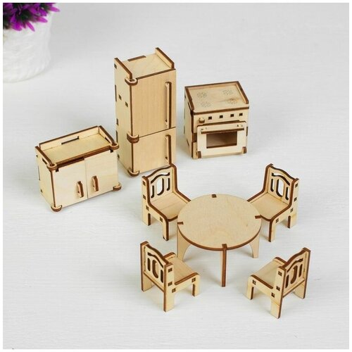 фото Набор деревянной мебели для кукол «кухня», 10 предметов polly