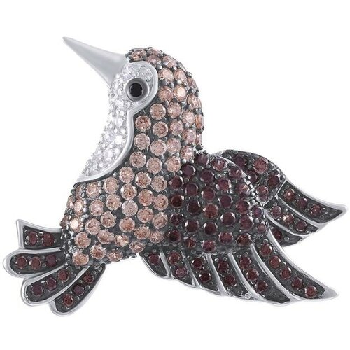 Серебряная брошь с фианитами