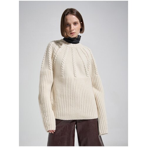 Свитер SYSTEM STUDIOS Wool Cable Knit Top, слоновая кость, 38