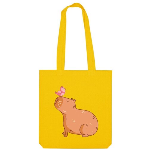 Сумка шоппер Us Basic, желтый сумка капибара с розовой птицей фиолетовый