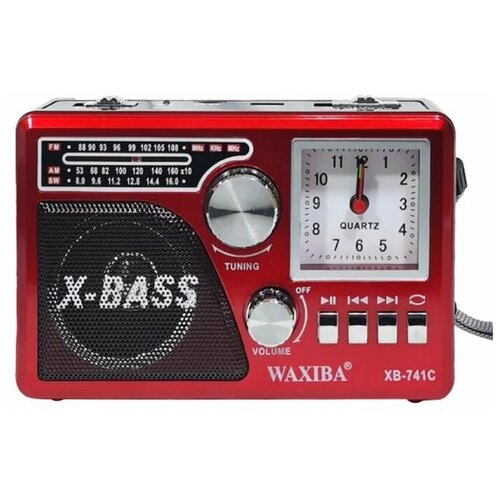 Радиоприемник Waxiba XB-741C Bluetooth USB SD часы фонарик 125000₽