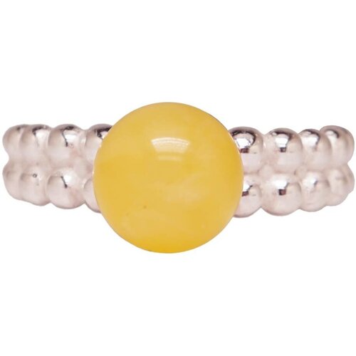 фото Кольцо хорошие вещи, бижутерный сплав, серебрение, янтарь синтетический, янтарь, янтарь прессованный, размер 19.5, мультиколор