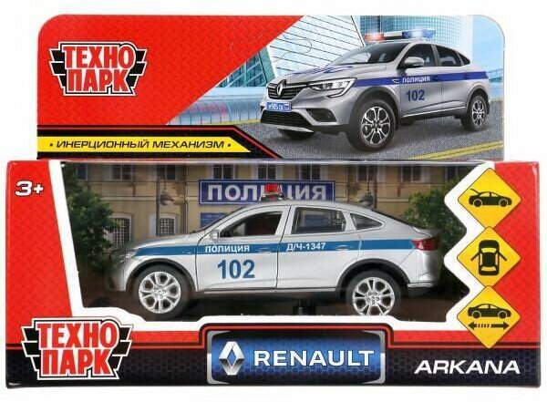 Машинка Технопарк RENAULT ARKANA полиция серебристый 12 см