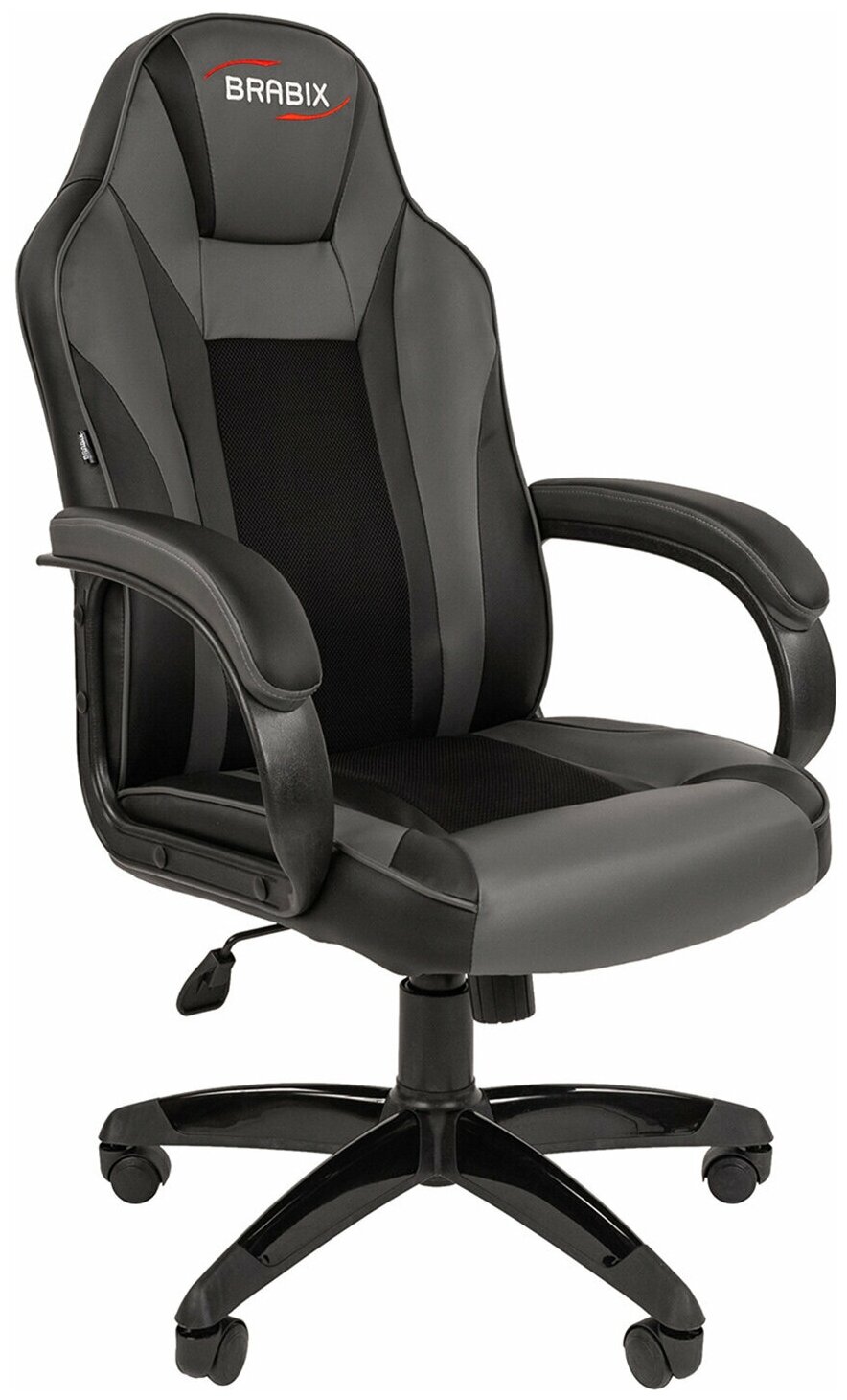 Кресло компьютерное Brabix "Tanto GM-171", TW, экокожа, черное, серое, 7083502