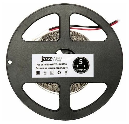 Лента светодиодная PLS 2835/120-12V 12Вт/м 6500К холод. бел. IP20 (уп.5м) JazzWay 2859051