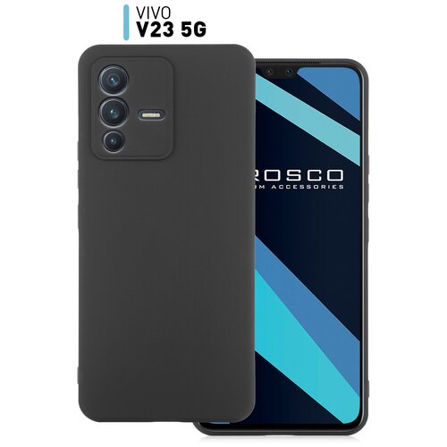 Чехол-накладка для Vivo V23 5G (Виво В23 Global) тонкий из качественного силикона ROSCO, матовое покрытие, защита вокруг модуля камер, черный чехол rosco для vivo v29e виво в29е силиконовый чехол тонкий матовое покрытие защита модуля камер черный