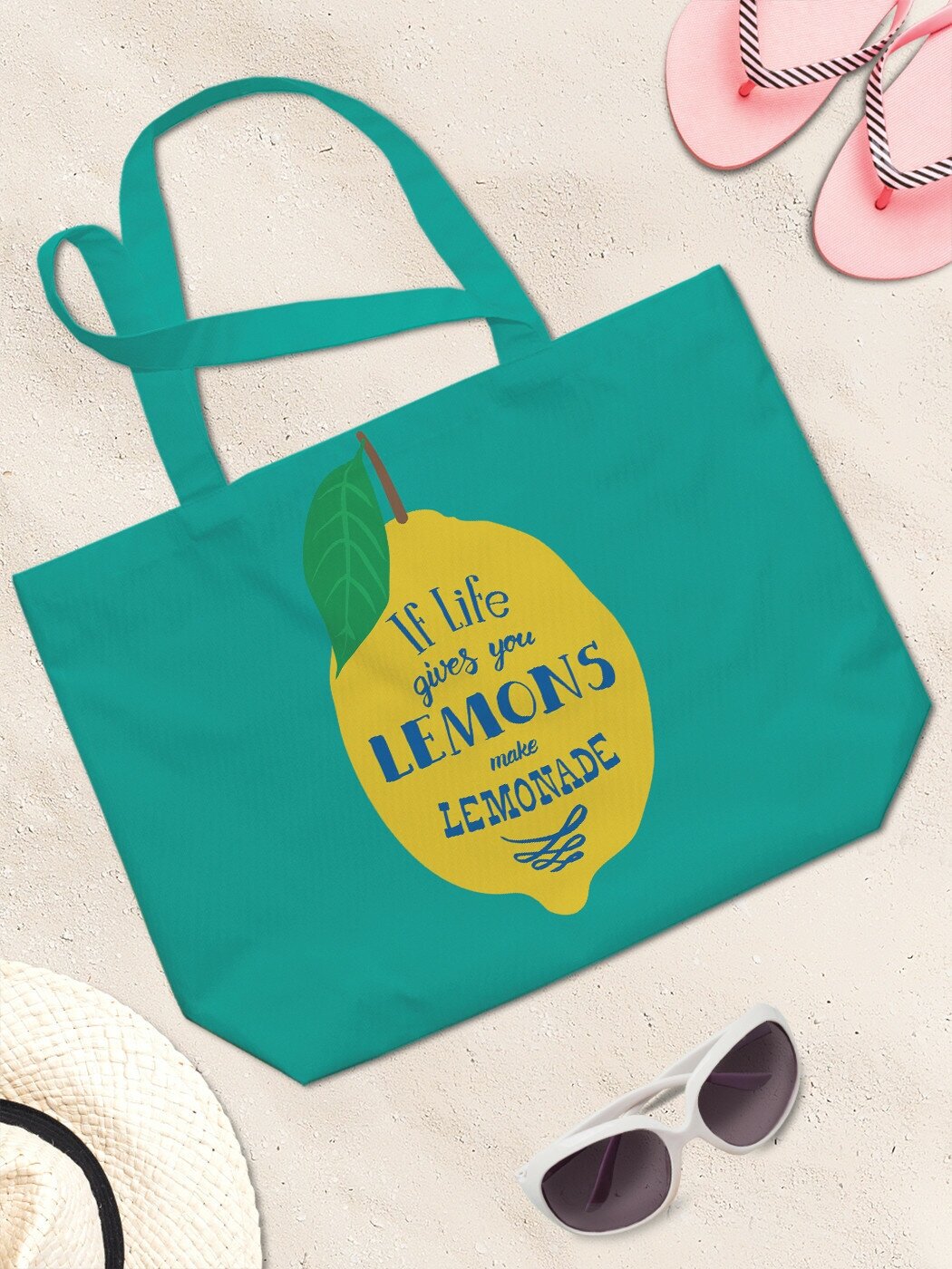 Текстильная женская сумка JoyArty "Сделай лимонад" на молнии для пляжа и фитнеса - фотография № 3