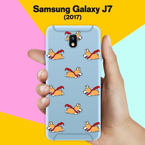 Силиконовый чехол на Samsung Galaxy J7 (2017) Корги с шарфом / для Самсунг Галакси Джей 7 2017 силиконовый чехол на samsung galaxy j7 2017 лимоны для самсунг галакси джей 7 2017
