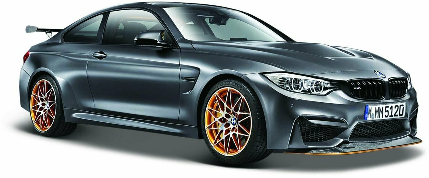 Машинка Maisto 1:24 BMW M4 GTS, черная с оранжевыми дисками - фото №4