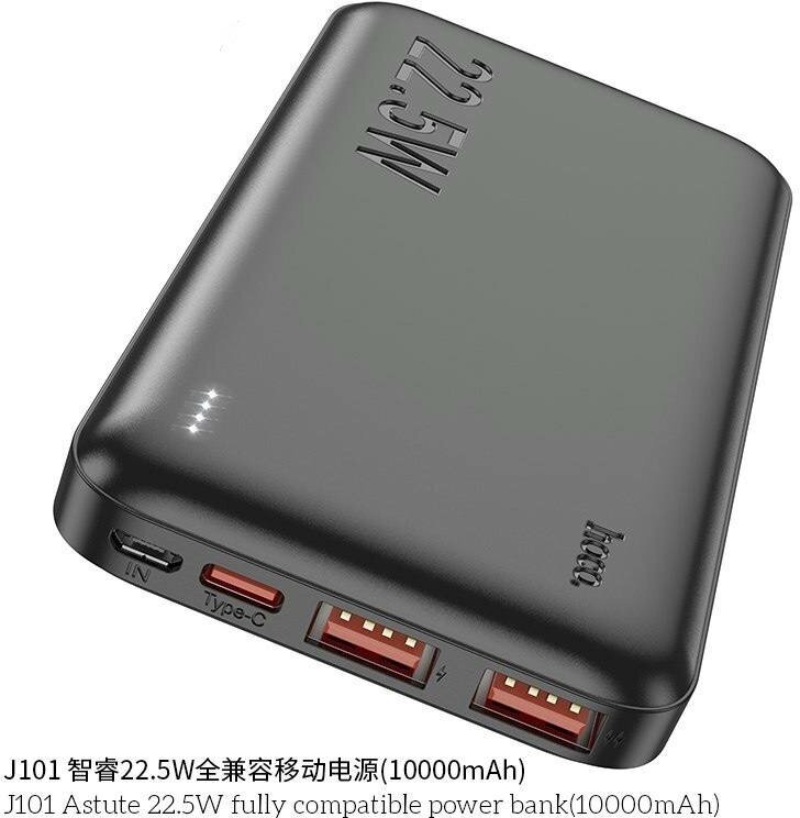 Внешний аккумулятор, зарядное устройство 10000mAh (2 выхода USB, Type-C и Micro) / Power bank Hoco J101 (22,5W)